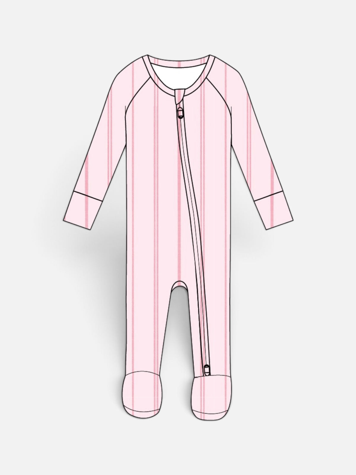 Footed Sleeper | Pink Ribbon